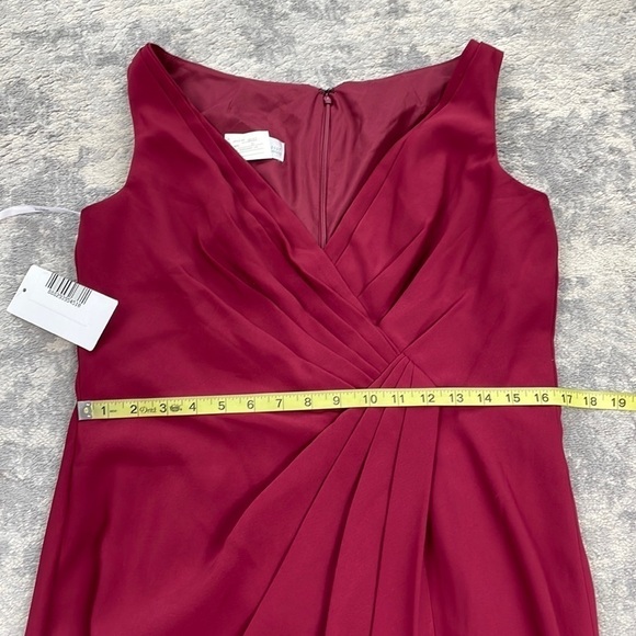 NWT Jenny Packham V Neck Crepe Column Gown Bridesmaid Dress Burgundy Sz 16 - Picture 6 of 11
